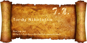 Tordy Nikoletta névjegykártya